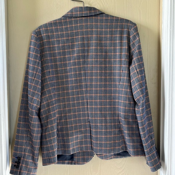 Merona orange and navy plaid blazer, great fall layering piece - Picture 3 of 5